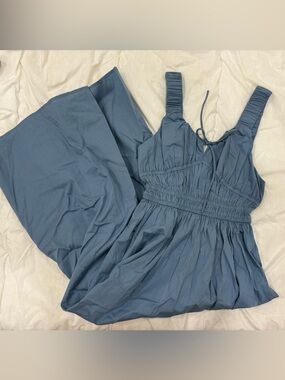 ASOS Dusty Blue Smocked-Strap Maxi Dress